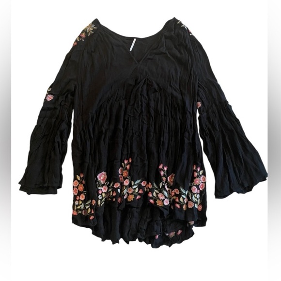Free People Te Amo Black Floral Embroidered Mini Dress - Picture 2 of 8